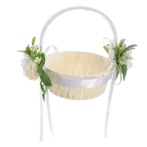 UPKOCH Blumenkorb Zur Hochzeit Kleiner Korb Mit Henkel Gewebte Handgefertigte Blumenkörbe Gefälligkeiten Für Jubiläumsfeiern Kleiner Weidenkorb Geflochtener Picknickkorb Rattan von UPKOCH