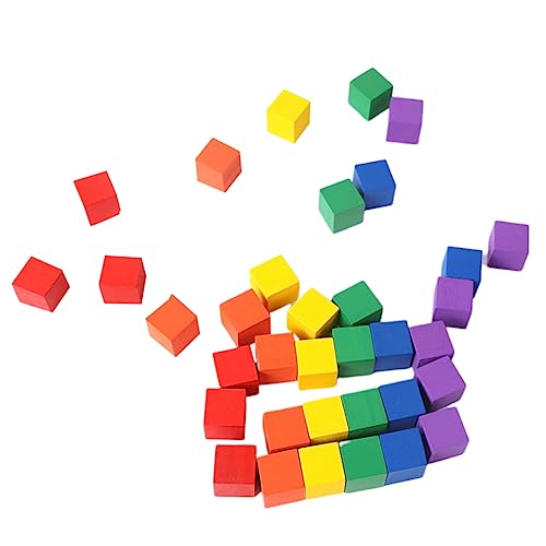 UPKOCH 100 Stück Würfelblöcke Quadratische Holzblöcke Holzbausteine Glatte Robuste Bunte Bauspielzeuge Für Kinder Und Erwachsene von UPKOCH