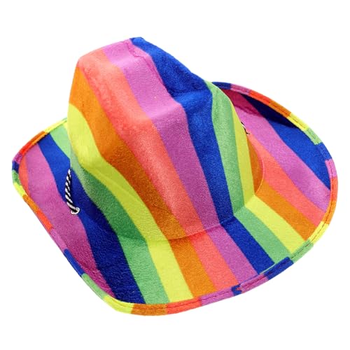UPKOCH Bunter Filz Cowboyhut Damen Westernhut für Karneval Fasching Mottoparty Leicht Atmungsaktiv Modisch mit Einzigartigem Design für Kostüm und Dress Up von UPKOCH