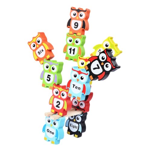 UPKOCH Buntes Holzbaustein Lernspielzeug Stapelbares Eulen Design Fördert Soziale Fähigkeiten und Eltern Junge Mädchen Beziehung von UPKOCH