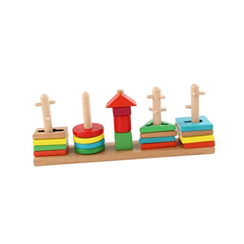 UPKOCH Buntes Montessori Holzspielzeug Farbsortierendes Steckspiel mit Geometrischen Formen Fördert Feinmotorik Logisches und Kreativität für Ab Monaten von UPKOCH