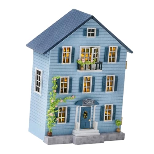 UPKOCH DIY Miniatur Holz Puppenhaus Bausatz mit Möbeln und Zubehör Stabiles Mini Haus Modell Kit für Jugendliche Kreatives Weihnachts Tischdeko Set Tragbares Miniatur Haus zum von UPKOCH