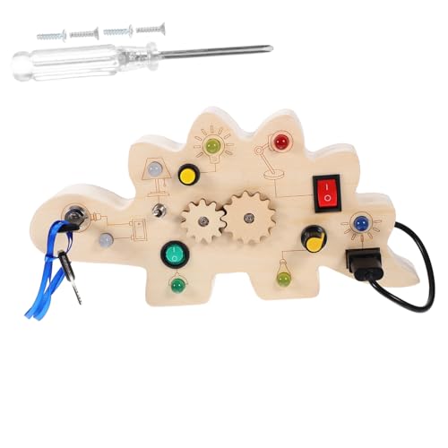UPKOCH Dinosaurier LED Busy Board aus Montessori Sensorik für Kleinkinder Motorisches Lernspielzeug Feinmotorik Problemlösung und Farberkennung von UPKOCH