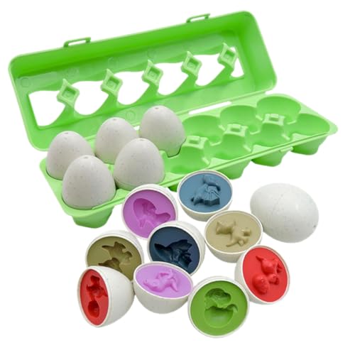 UPKOCH Dinosaurier Set aus Hochwertigem Bunte Ostereier zum Formen und Farbzuordnen Pädagogisches Lernspielzeug für Kleinkinder Beobachtung Konzentration und Gedächtnis von UPKOCH