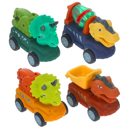 UPKOCH Dinosaurier Spielzeugauto Teilig Inertialbetriebene Baustellenfahrzeuge mit Bagger Kipplaster Modellauto für Jungen Ab Jahren Lustige Dinosaurier Trucks von UPKOCH