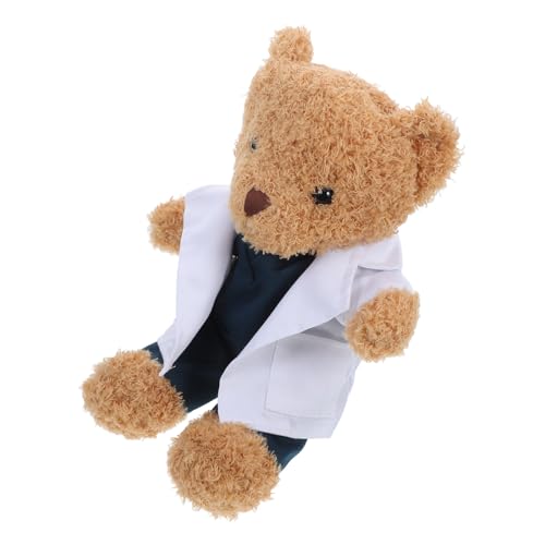 UPKOCH Doctor Bear Plüschtier Weißer Plüschbär mit Arztkostüm Weiches Stofftier für Ärzte Medizinstudenten Deko Vielseitiges Detailreiches Kuscheltier mit Gesundheitsbotschaft von UPKOCH