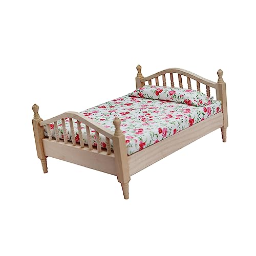 UPKOCH Doppelbett Blumenbett Kinder bastelset basteln für Kinder Urlaubsdekoration Puppenstubenbett schmücken Puppenhausmöbel Modelle Mini-Bett- Puppenhaus-Bettverzierung Miniatur von UPKOCH