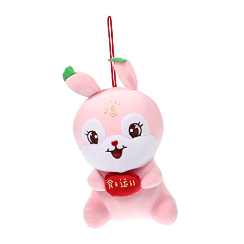 UPKOCH Ehrfurchtsames Kaninchenplüschspielzeug Kaninchen-Maskottchen- chinesisches neujahr stofftier ausgestopftes Hasenspielzeug Kaninchenjahr PP Baumwolle Rosa von UPKOCH