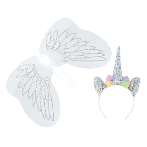 UPKOCH Einhorn Haarreif Set mit Flügeln Elastisches Leichtes Party Kostüm Accessoire für Mädchen Vielseitig für Geburtstage Verkleidung Stabile und Zarte Verarbeitung Bequem und von UPKOCH