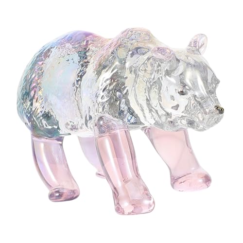 UPKOCH Eisbär Kleine Ornamente Kleine Bärenfiguren Statue Mini Winterfiguren Mini Bärenfiguren Bärenskulptur Tierfiguren Miniatur Tierfiguren Kristallrosa von UPKOCH