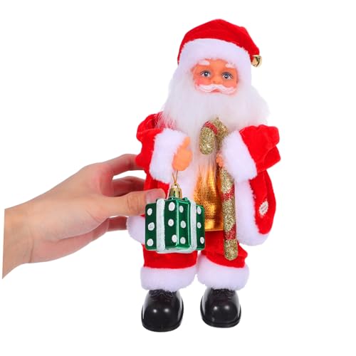 UPKOCH Elektrische Weihnachtsmann-Figur mit Musik und Beweglichen Gelenken Festliche für Weihnachtsfeier Handgefertigt aus Sicheren Materialien Geschenkbox ohne Batterien von UPKOCH