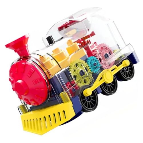 UPKOCH Elektrisches Nachahmungszug Bunten Lichtern Kreative Simulation Omnidirektionales Zahnradmodell Frühes Lernspielzeug für Kleinkinder zur Gehirnentwicklung von UPKOCH