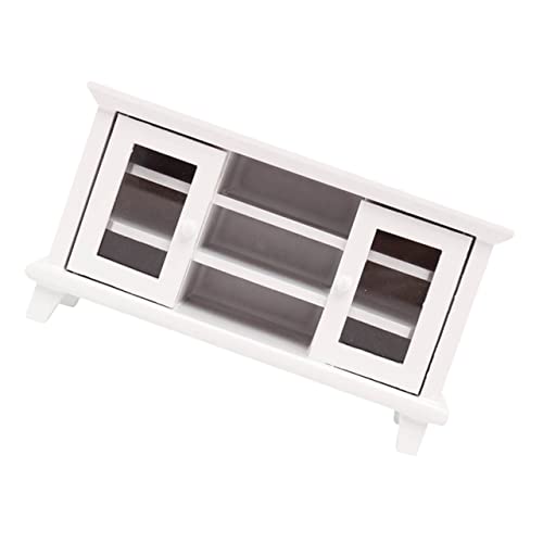 UPKOCH Exquisite 1:12 Puppenhaus Mini Möbel Holz Tv-Schrank Holzdekoration Mini Möbel Zubehör (weiß) von UPKOCH