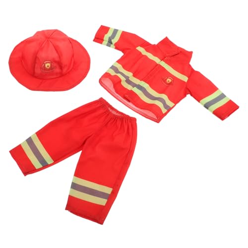 UPKOCH Feuerwehrmann Puppenkostüm für Puppen Feuerwehr Uniform mit Helm und Hose Realistische Feuerwehrkleidung für Rollenspiel und Verkleidung Robust und Detailgetreu von UPKOCH