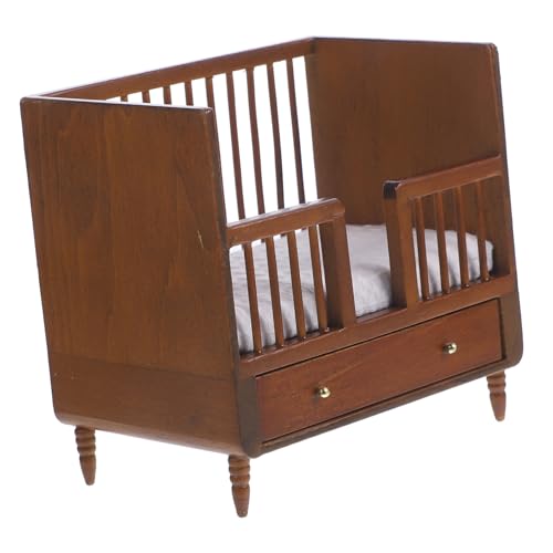UPKOCH Holz Leitplanke Bett Spielzeug Baby Puppe Krippe Zubehör Miniatur Puppe Möbel Set von UPKOCH
