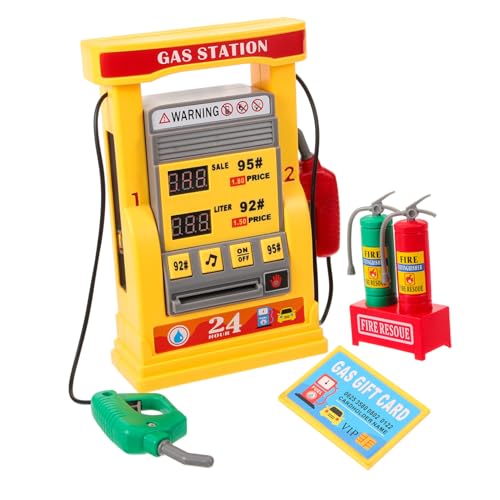 UPKOCH Gasstation mit Interaktivem Kartenleser Sprachansage Doppel Zapfsäulen und Digitalem Display Langlebiges DIY Modell für Realistische und Spielerfahrung von UPKOCH