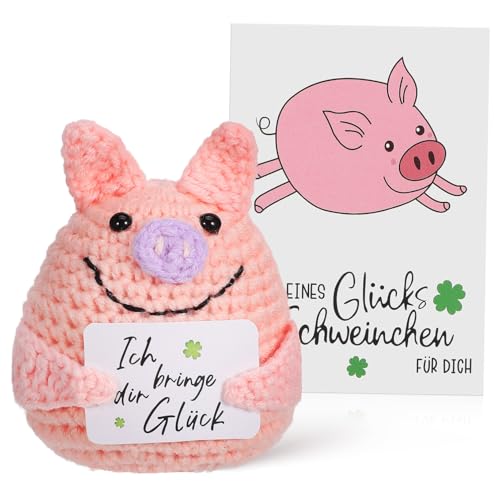 UPKOCH Häkel Schweinchen für Emotionale Unterstützung Handgefertigte Positive Strickpuppe Tragbare Dekoration und Geschenkidee für Verschiedene Anlässe als Ermutigungsgeschenk von UPKOCH