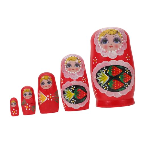 UPKOCH Handgefertigte Holz Matroschka Puppen Set Fünf-lagige Russische Nesting Dolls mit Erdbeer-Motiv Bunte Mädchen Figurine Tischdekoration Traditionelles Stapelspielzeug für Geschenk UPKOCH Handgefertigte Holz Matroschka Puppen Set Fünf-lagige Russische Nesting Dolls mit Erdbeer-Motiv Bunte Mädchen Figurine Tischdekoration Traditionelles Stapelspielzeug für Geschenk von UPKOCH