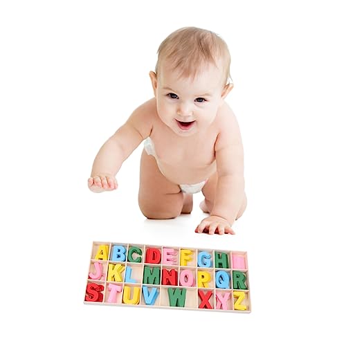 UPKOCH Holz Buchstaben Pädagogisches Lernspielzeug aus Premium Holz Glatte Oberfläche Abgerundete Kanten Fördert Kreativität Gedächtnis und Sprachentwicklung für Kleinkinder und von UPKOCH