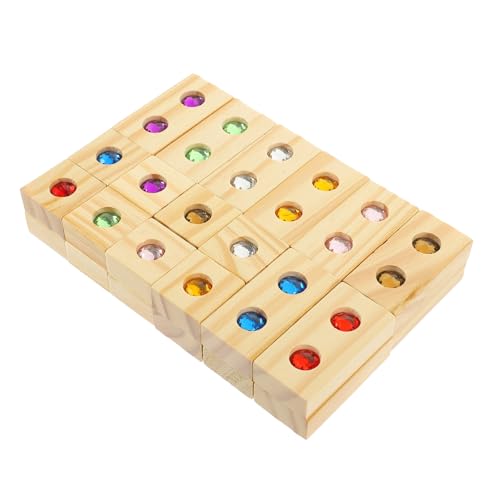 UPKOCH Holz Edelstein Bausteine Bunt Montessori Lernspielzeug für Feinmotorik Kreatives Bauen der Vorstellungskraft und Hand Augen koordination von UPKOCH