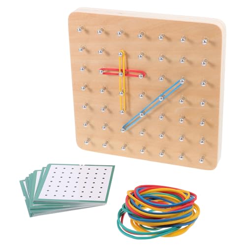 UPKOCH Holz Geoboard mit Aktivitätskarten und Gummibändern Edukatives Lernspielzeug für Motorik Logischem und Geometriekenntnissen im Schul und Familiengebrauch von UPKOCH
