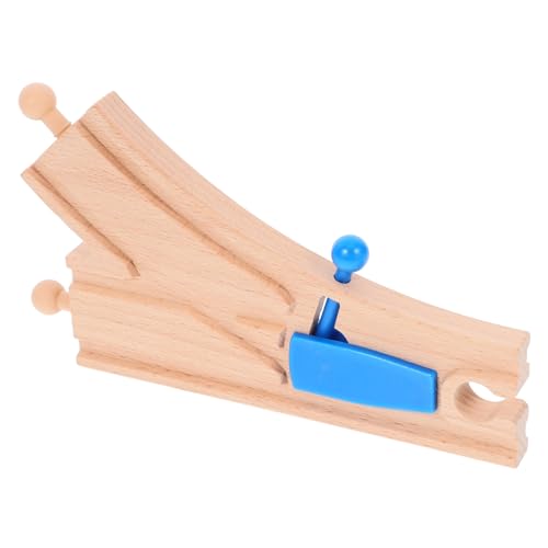 UPKOCH Holz Gleis mit Wechselweiche Blauer Holzspielzeug Zug Zubehör für Kreative Zug Szenen Fördert Feinmotorik und Gedächtnisentwicklung bei Kindern von UPKOCH