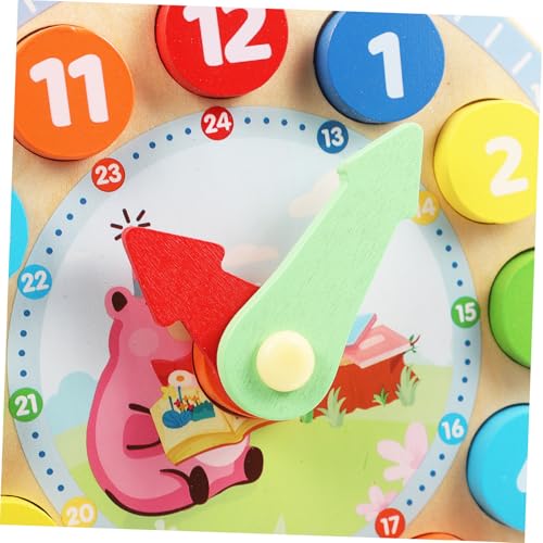 UPKOCH Holz Lernuhr Zeitkognitive Zahlen Uhr Holzspielzeug Vorschule Kreative Lernhilfe Hand Auge koordination Logikfähigkeiten Interaktives Puzzle von UPKOCH