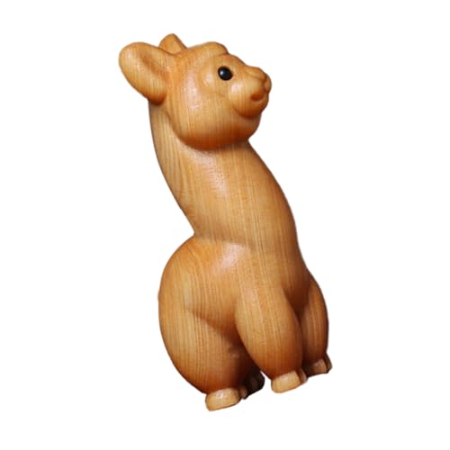 UPKOCH Holz geschnitztes Alpaka für Haarfärbemittel Brennerknopf Adapterkamin flüssiger Rudermaschine kleines Tier Tierverzierungen Alpaka-Handwerk hölzern Khaki von UPKOCH