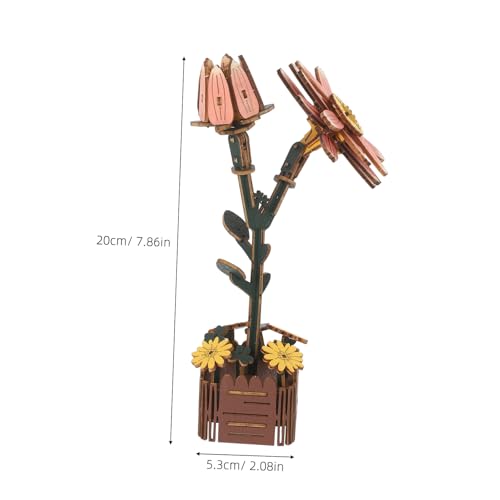 UPKOCH Holzblumen Puzzle DIY Baukasten für Gänseblümchen Bouquet Holzblumen Bastelset mit Anleitung Langlebig Dekorativ Geschenkidee für Altersgruppen von UPKOCH