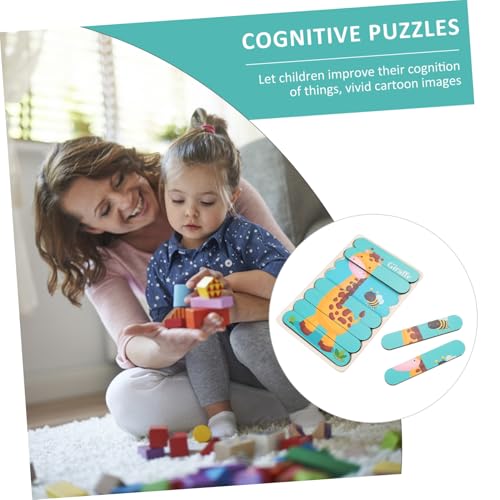 UPKOCH Holzpuzzle Doppelseitig mit Zebra und Giraffe Pädagogisches Steckpuzzle Ab Jahren Fördert Form und Farberkennung Hand Augen Koordination Lernspielzeug für Kleinkinder von UPKOCH