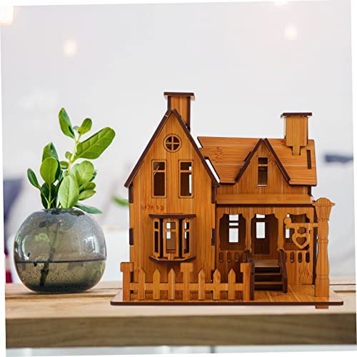 UPKOCH Holzpuzzle Haus Modell Bausatz DIY Kreativspielzeug ohne Kleber für Erwachsene Dekoratives Puzzle für Praktische Fähigkeiten Geduld und Kreativität Tischdekoration von UPKOCH