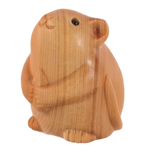 UPKOCH Holzschnitzerei Hamster Figur Dekorative Tierstatue Aus Holz Handgefertigtes Hamster Ornament Für Heimdekoration Geschnitztes Tierdekor Süßes Kunsthandwerk von UPKOCH