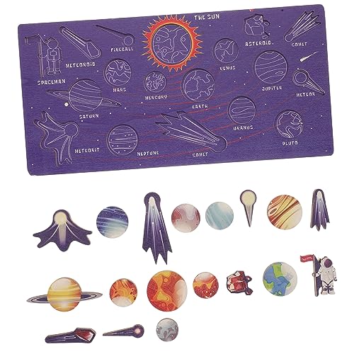 UPKOCH Holzsonnensystem Puzzle für Kleinkinder Lernspielzeug mit Planeten Großes Kognitives Zuordnungsbrett Sicheres Pädagogisches Montessori Spiel für Jahre von UPKOCH