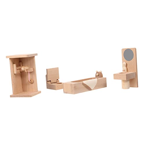 UPKOCH Holzspielzeug Mini Badezimmermöbel Puppenhaus Deko Simulation Holzklötze Sicher Glatt Poliert Modellbau Zubehör von UPKOCH