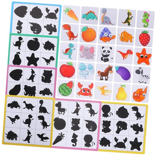 UPKOCH Holzspielzeug Schatten Matching Puzzle Pädagogisches Lernspielzeug für Kleinkinder Robustes Montessori Memory Spiel Sicheres Motorisches Entwicklungs für Vorschulkinder von UPKOCH