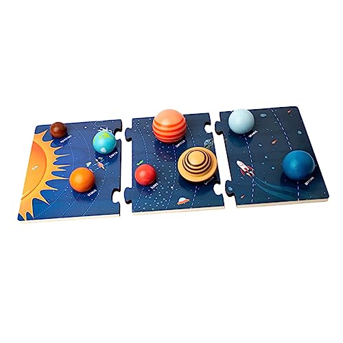UPKOCH Holzspielzeug Sonnensystem Puzzle Planeten Lernspielzeug für Montessori Pädagogisch Motorik Kreativitätsförderndes Planetenspiel von UPKOCH