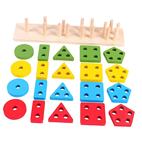 UPKOCH Holzspielzeug Sortierspielzeug für Kleinkinder Geometrische Formen Farbige Lernblöcke aus Holz Motorische Pädagogisches Babyspielzeug für Jahre von UPKOCH
