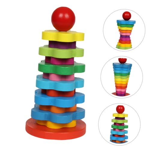 UPKOCH Holzspielzeug Stapelspiel Regenbogen Teiliges Montessori Lernspielzeug für Fördert Farbenerkennung Gleichgewichtssinn Geduld und Soziale Fähigkeiten Pädagogisches Bauklötze von UPKOCH