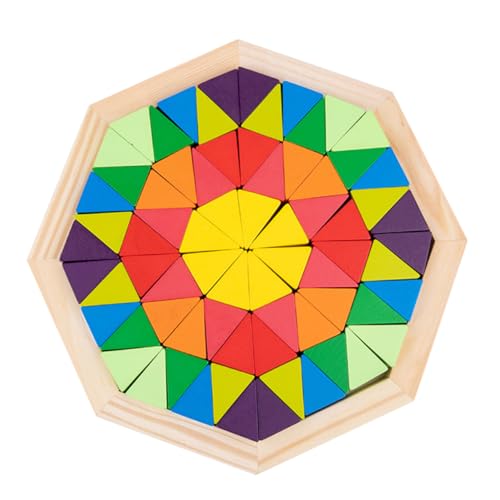 UPKOCH Holzspielzeug für Bunte Rainbow Bausteine zur Frühförderung Geometrische Puzzle für Kreatives Lernen für Ab Jahren Fördert Logisches und Räumliches Vorstellungsvermögen von UPKOCH