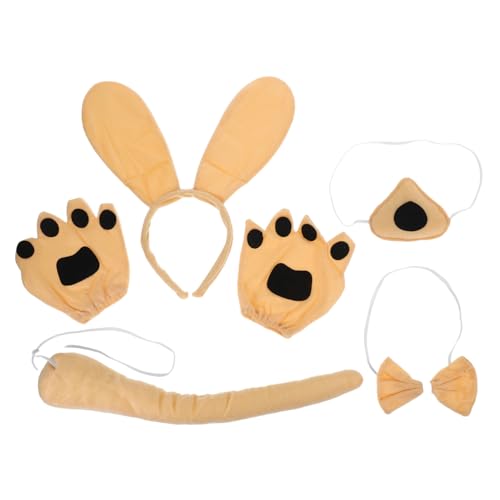UPKOCH Hundekostüm Set mit Süßem Hundeohren Stirnband und Gelben Fingerlosen Handschuhen Realistisch Gestaltetes Party Halloween Tierkostüm für Mädchen Vielseitig für Cosplay und von UPKOCH