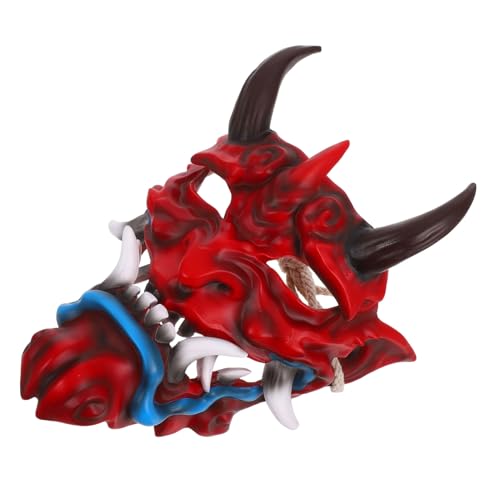UPKOCH Japanische Dämonenmaske Halloween Kostümmaske mit Hörnern Leichte Verstellbare Gesichtsmaske für Herren Damen Atmungsaktive Cosplay Masquerade für Gruselige Partys und Halloween von UPKOCH