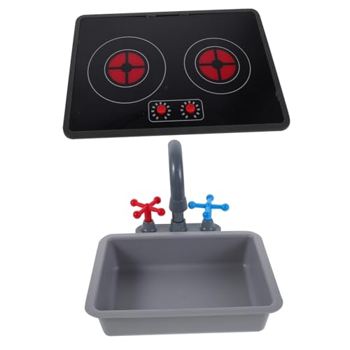 UPKOCH Kinderküche Spielset mit Realistischem Wasserhahn Spüle und Induktionskochfeld Licht und Soundeffekte Umfangreiches Rollenspiel Zubehör für Jungen und Mädchen Pädagogisches von UPKOCH