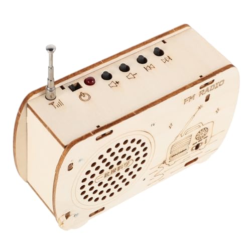 UPKOCH Kinderspielzeug Holzradio Montage Holzradio BAU Holzradio Bausatz Stem Kreativitätsspielzeug Stem Radio Bausatz DIY Elektronikprojekt Kinderspielzeug Khaki Metall von UPKOCH