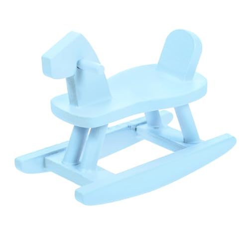 UPKOCH Kleine Pferdeverzierung Aus Holz Puppenhaus-Modell Mini-hausschmuck Puppenhaus-pferdestuhl Miniaturmöbel Aus Holz Miniatur-schaukelpferd Puppenhausdekor Mini-hausbedarf Birke Blue von UPKOCH