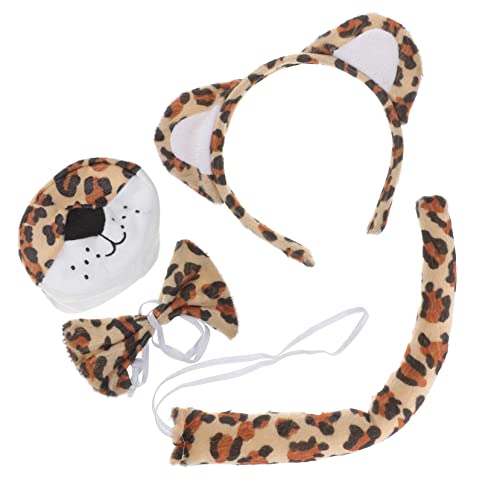 UPKOCH Leoparden Stirnband Set für Mädchen Weiches Kostüm mit Leopardenohren Nasenprop und Bequemes Tierkostüm Zubehör für Fasching Halloween Motto und Dschungelpartys von UPKOCH