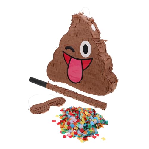 UPKOCH Lustige Poop Piñata mit Augenbinde und Konfetti Interaktives Partyspiel für Kindergeburtstag Humorvolle Partydekoration Spielspaß für Erwachsene Zufällige Farbe von UPKOCH