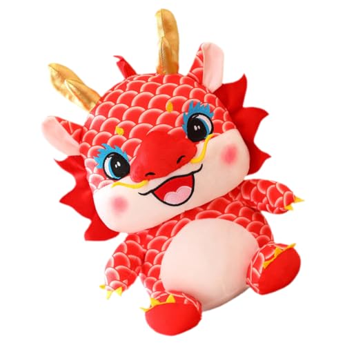 UPKOCH Maskottchenpuppe Chinesisches Neujahrshandwerk Chinesische Neujahrsdrachendekorationen Drachenspielzeug Mond Neujahr Dekorationen Drache Drachenfigur Rot Plüsch von UPKOCH
