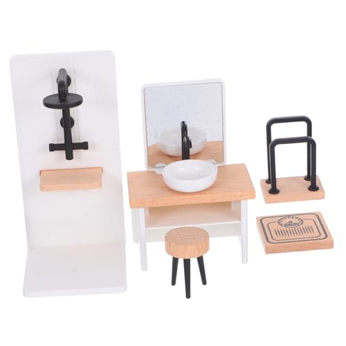 UPKOCH Maßstab Badezimmer Dekoration für Puppenhäuser Waschbecken Duschraum Hocker Handtuchhalter Teiliges aus Robustem UPKOCH Maßstab Badezimmer Dekoration für Puppenhäuser Waschbecken Duschraum Hocker Handtuchhalter Teiliges aus Robustem von UPKOCH