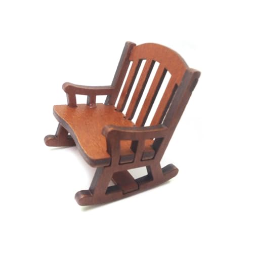 UPKOCH Maßstab Holz Mini Schaukelstuhl Retro Design Sicheres Stilvolles Miniaturmöbel für Haus und Hoteldekoration von UPKOCH