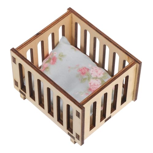 UPKOCH Maßstab Holzbett mit Bettwäsche Mini Möbel Dekoration für Puppenhaus DIY Szene von UPKOCH